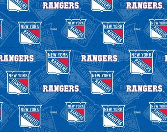 NHL Logo New York Rangers Red & Blue #1199 Hockey 100% Cotton Fabric by Sykel!