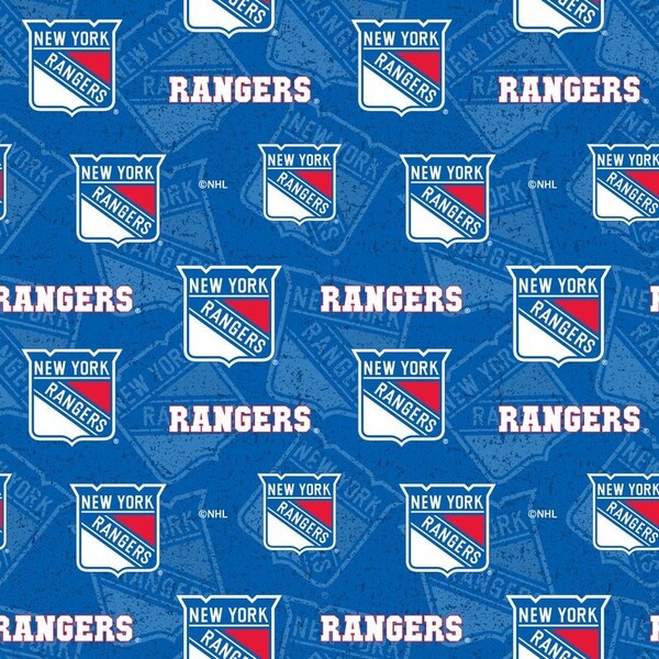 NHL Logo New York Rangers Red & Blue #1199 Hockey 100% Cotton Fabric by Sykel!