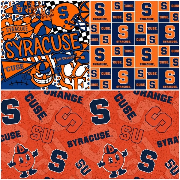 NCAA Syracuse Orangemen College Logo 100% Cotton Fabric by Sykel! 3 Styles