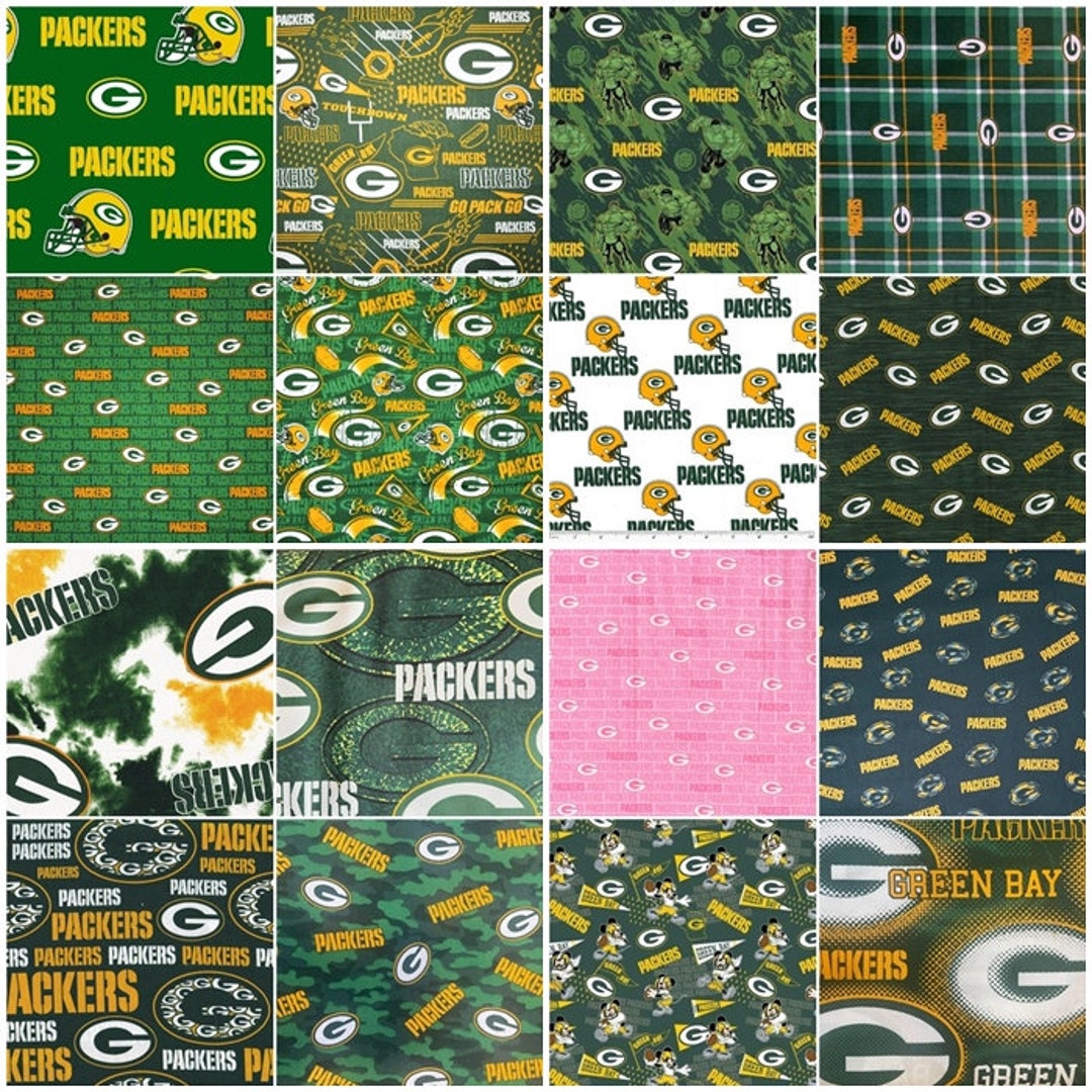 NFL Logo Green Bay Packers Green and Gold 100% Cotton Fabric by Fabric ...