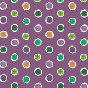 Carnaval de Mardi Gras, Martes de Carnaval, Nueva Orleans, cuentas, plumas, lentejuelas, Nola, confeti. ¡Telas 100 % algodón! 12 estilos. 1735 PLUM DOUBLOONS
