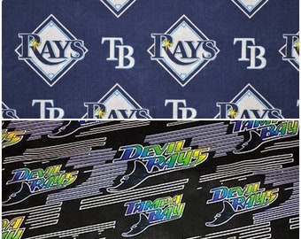 MLB Logo Tampa Bay Rays 100% Cotton Fabric by Fabric Traditions! 2 Styles