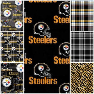 NFL Logo Pittsburgh Steelers Black & Yellow 100% Cotton Fabric by Fabric Traditions! 7 Styles image 1
