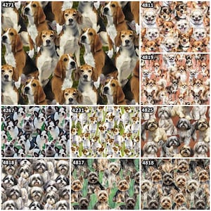 Dog Breeds 100% Cotton Fabric Small to Medium Size! Yorkie, Jack Russell, Boston Terrier, Shih Tzu, French Bulldogs, Beagles 9 Styles