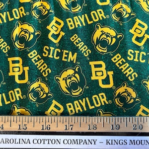 NCAA Baylor University Bears Green & Gold College Logo 100% Cotton Fabric for Quilting by Sykel!