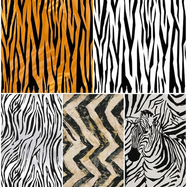 Zebra & Tiger Skin Animal Prints 100% Cotton Fabric! 5 Styles