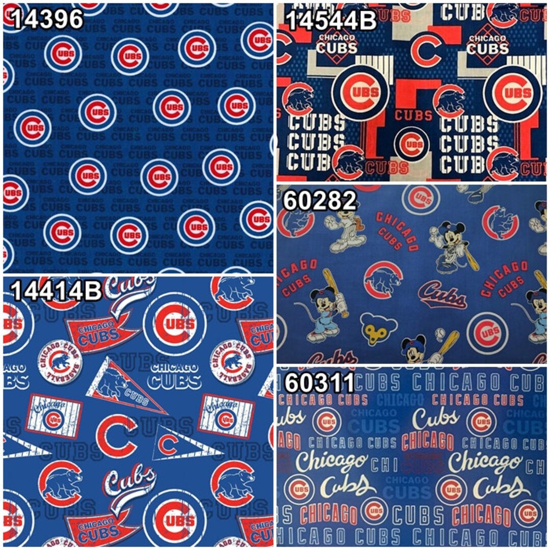 MLB Logo Chicago Cubs Blue & Red 100 Cotton Fabric by Fabric