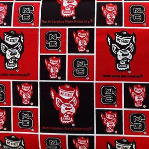 NCAA North Carolina State University NC State Wolfpack College Logo 100% Cotton Fabric by Sykel! 020 BLOCKS