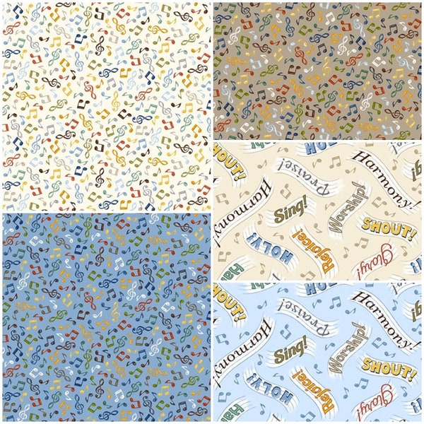 Songs of Faith, Hymns, Music, Lyrics, Religious 100% Cotton Fabric by QT Fabrics!