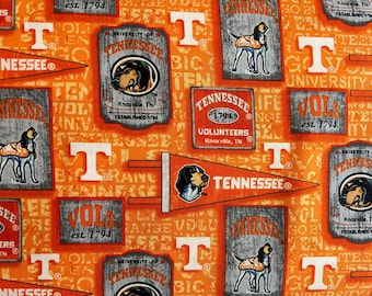 NCAA University of Tennessee Vols Orange & White College Logo 100% Cotton Fabric by Sykel! 3 Styles