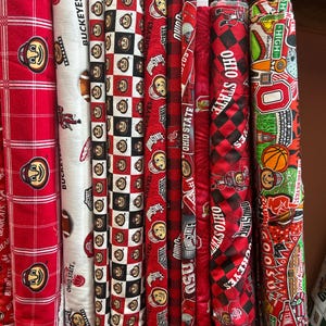 NCAA The Ohio State University Buckeyes Red & Black College Logo Cotton Fabric! 9 Styles