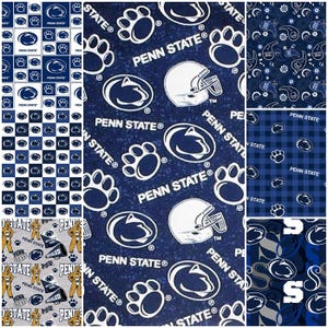 NCAA Penn State Nittany Lions College Logo Navy & White 100% Cotton Fabric by Sykel! 7 Styles image 1
