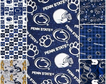 NCAA Penn State Nittany Lions College Logo Navy & White 100% Cotton Fabric by Sykel! 7 Styles