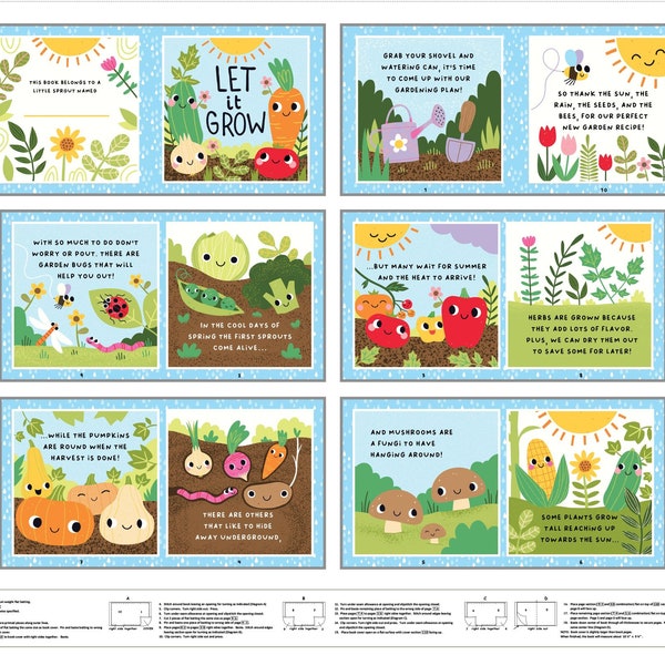 Let it Grow 7534P-136 Veggie Story for Baby 100% Cotton Fabric 36" Soft Book Panel!