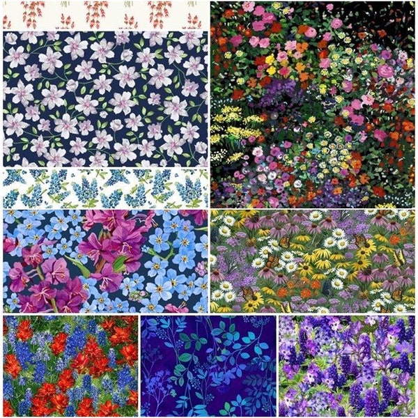 Wild Flowers, Meadow, Lavender, Black eyed Susan's, Garden, Blue Bonnets 100% Cotton Quilting Fabric! 9 Styles
