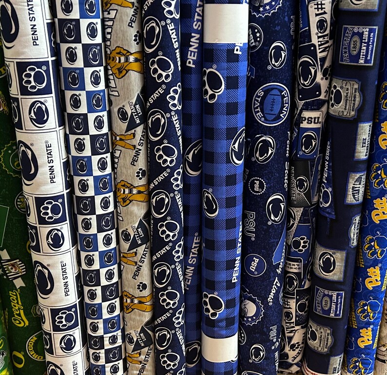 NCAA Penn State Nittany Lions College Logo Navy & White 100% Cotton Fabric by Sykel! 7 Styles image 3