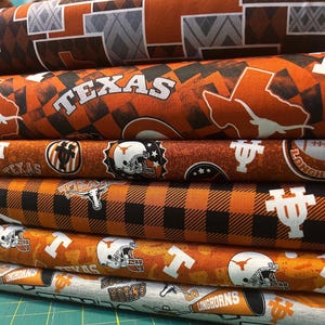 NCAA University of Texas Longhorns Burnt Orange & White College Logo 100% Cotton Fabric by Sykel! 6 Styles