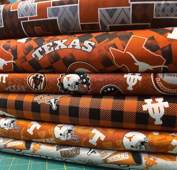 NCAA University of Texas Longhorns Burnt Orange & White College Logo 100% Cotton Fabric by Sykel! 6 Styles