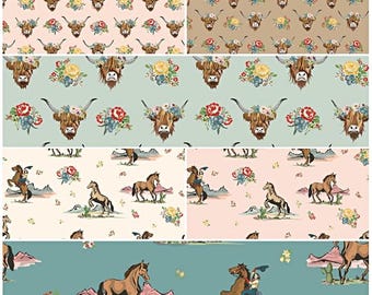 Cowgirl Wild Western Horses & Highland Cows 100% Cotton Fabric by Riley Blake! 6 Styles