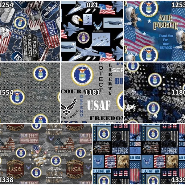 The United States Air Force Military Branch 100% Cotton Fabrics! 8 Styles