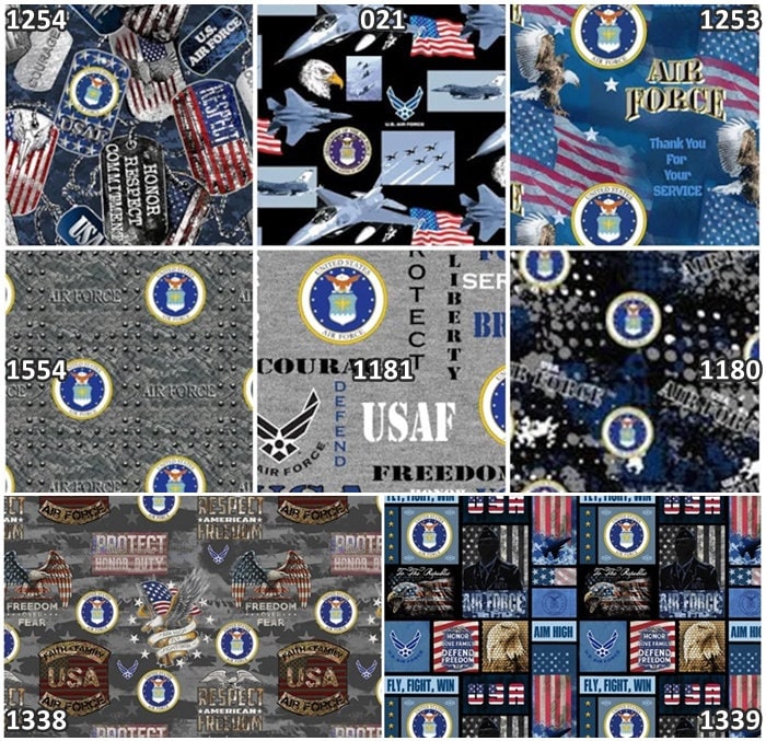 The United States Air Force Military Branch 100% Cotton Fabrics! 8 Styles