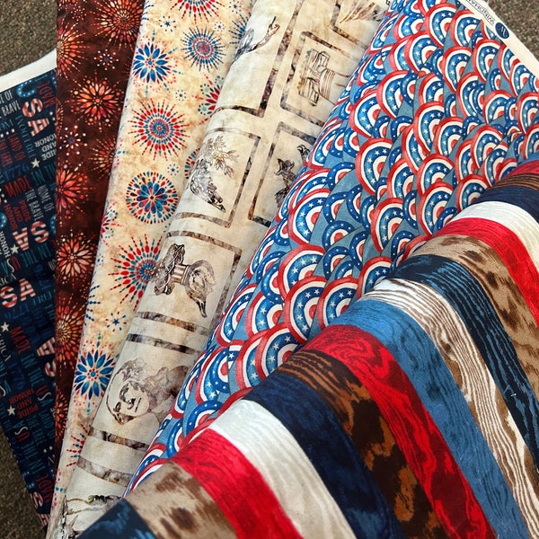 Liberty, Glory, Freedom, Patriotic Fabric, Fireworks, US Flag 100% Cotton Fabrics by Quilting Treasures! 6 Styles