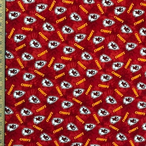 NFL Logo Kansas City Chiefs 100% Cotton Fabric by Fabric Traditions 3 Styles 70117 FLANNEL |43"