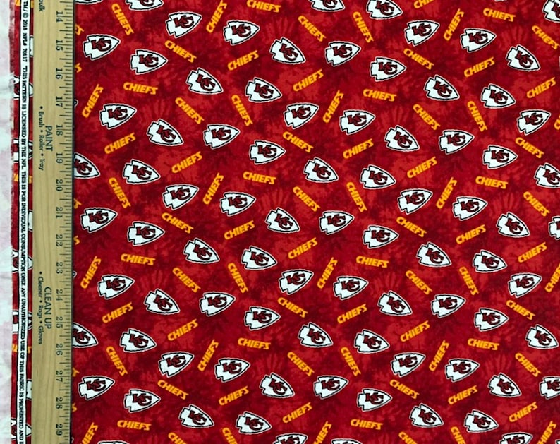 NFL Logo Kansas City Chiefs 100% Cotton Fabric by Fabric Traditions 3 Styles 70117 FLANNEL |43"