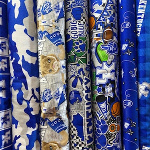 NCAA University of Kentucky Wildcats Blue & White College Logo 100% Cotton Fabric! 8 Styles
