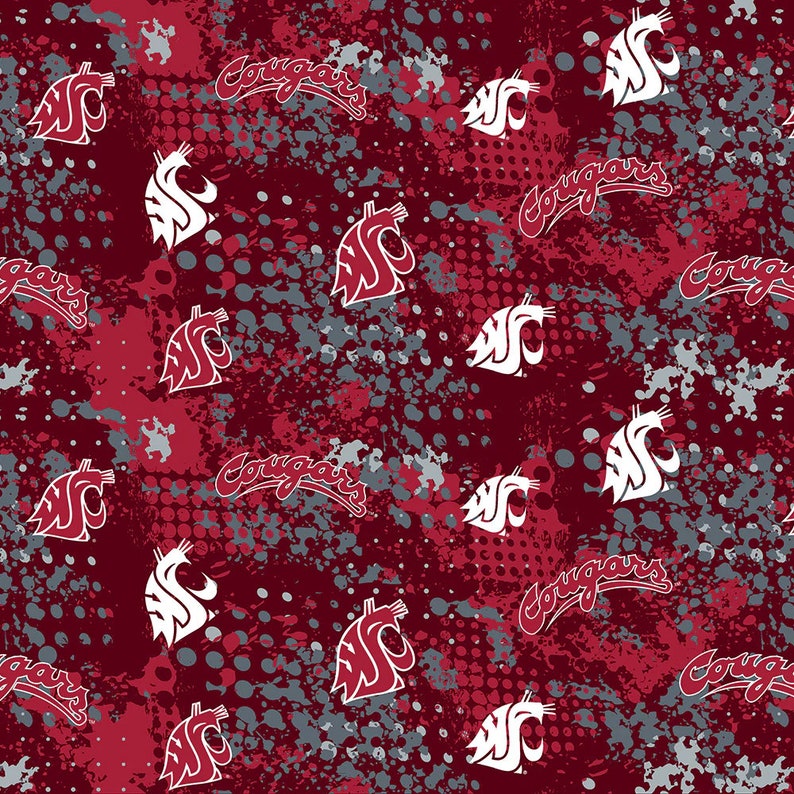 NCAA Washington State Cougars Red & Grey 100% College Logo Cotton Fabric by Sykel 5 Styles image 7