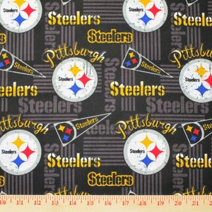 NFL Logo Pittsburgh Steelers Black & Yellow 100% Cotton Fabric by Fabric Traditions! 7 Styles 14450 PENNANTS/60"