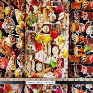 Apple Harvest Treats, Donuts, Cider, Pie, Preserves 100% Cotton Fabrics by Benartex! 3 Styles