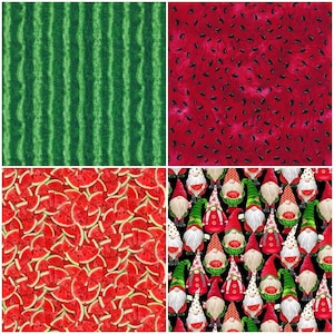 Watermelon Summer Gnomes Fruit Food 100% Cotton Fabrics! 4 Styles