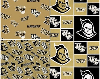 NCAA University of Central Florida Knights Black & Gold College 100% Cotton Fabric! 3 Styles