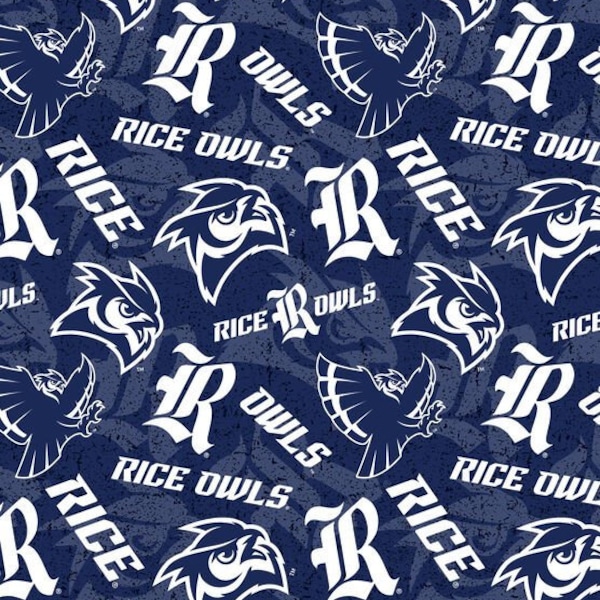 NCAA Rice University Owls #1178 Tone on Tone College Logo 100% Cotton Fabric for Quilting by Sykel!