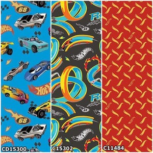 Hot Wheels! Toy Cars, Race Track 100% Cotton Fabric! 3 Styles