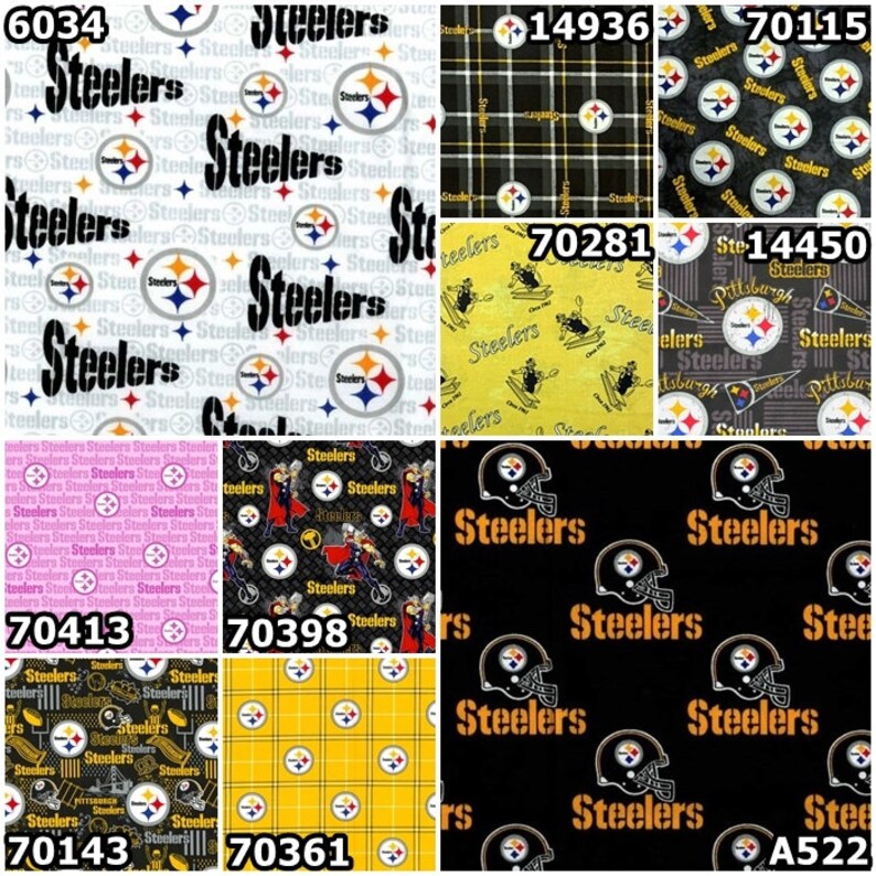 NFL Logo Pittsburgh Steelers Black & Yellow 100% Cotton Fabric | Etsy