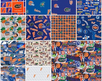 NCAA University of Florida Gators Orange & Blue College Logo 100% Cotton Fabric! 20 Styles