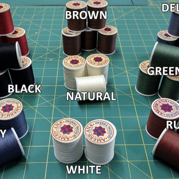 Americana Quilting Thread Spools - 100% Glaced Cotton - 3 Ply- 50 Weight - 150 yards / 137 meters - 9 Colors