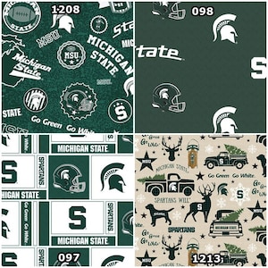 NCAA Michigan State Spartans Green & White College Logo 100% Cotton Fabrics for Quilting by Sykel 12 Styles image 3