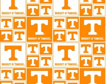 NCAA University of Tennessee Vols Orange & White College Logo 100% Cotton Fabric by Sykel! 6 Styles