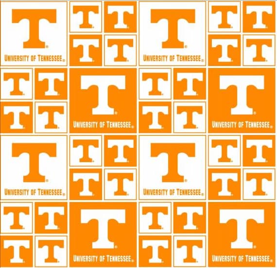 NCAA University of Tennessee Vols Orange & White College Logo 100% Cotton Fabric by Sykel! 6 Styles