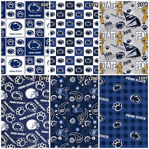 NCAA Penn State Nittany Lions College Logo Navy & White 100% Cotton Fabric by Sykel! 6 Styles