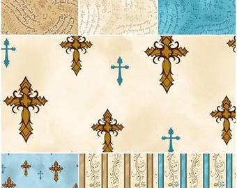 ¡Telas 100% algodón con estampado de rayas y la canción Amazing Grace de QT! 2 estilos.
