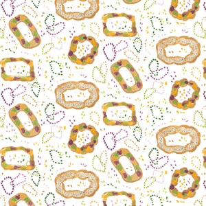 Carnaval de Mardi Gras, Martes de Carnaval, Nueva Orleans, cuentas, plumas, lentejuelas, Nola, confeti. ¡Telas 100 % algodón! 12 estilos. 1730 KING CAKE