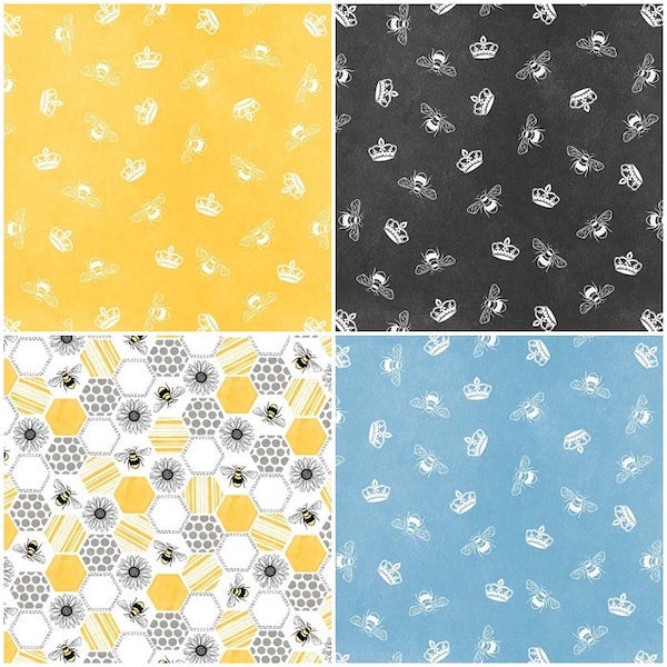 Welcome to the Hive, Queen Bee, Keep Calm & Buzz On, Bee Happy Honey Bees 100% Cotton Fabric! 4 Styles