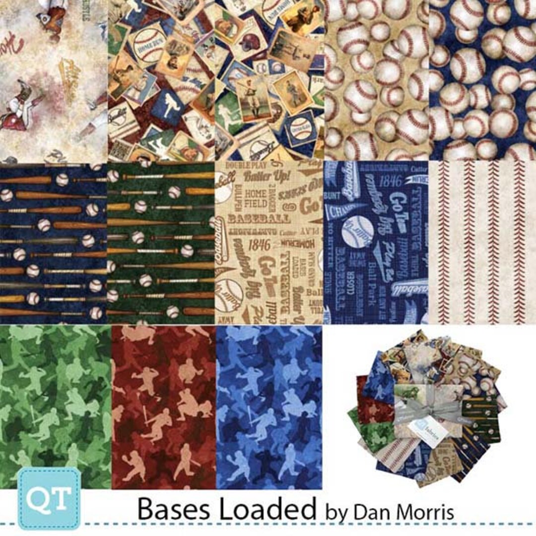 Baseball Bases Loaded 100 Cotton Fabrics by Quilting Treasures 13 Styles Etsy
