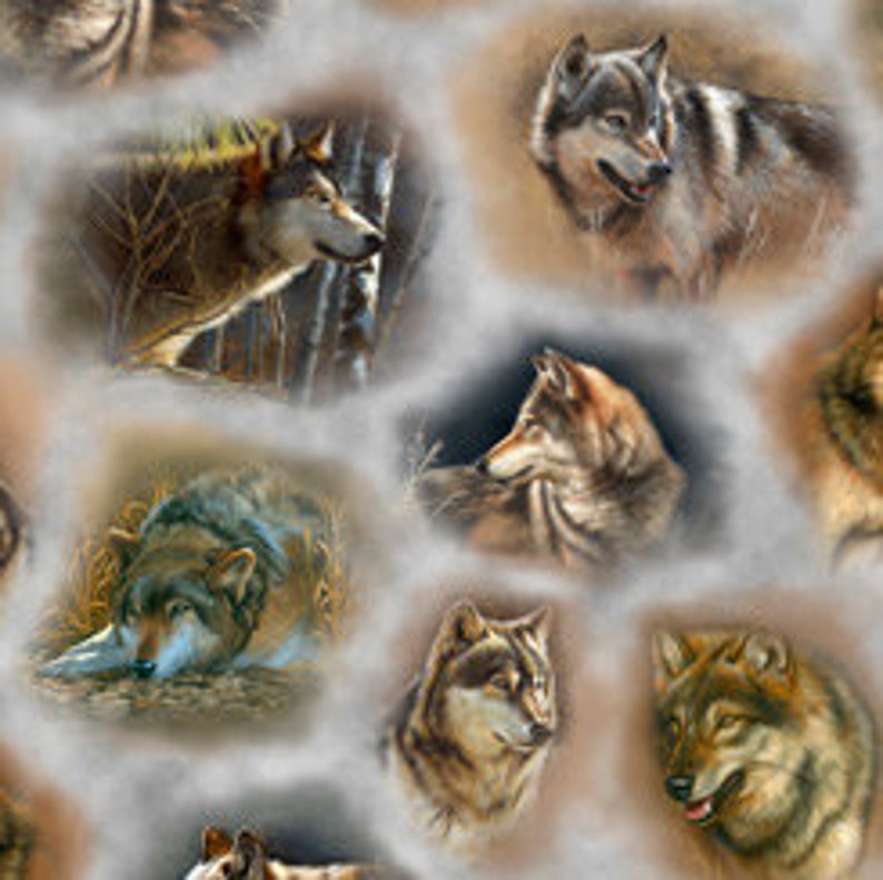 Majestic Wolves Running With the Pack, Wolf Fur, Wolf Pups 100% Cotton ...
