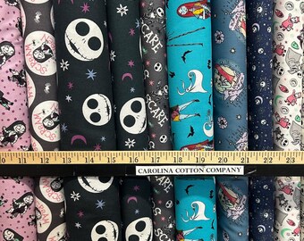 Disney The Nightmare from Christmas Jack Skellington, Halloweentown Kürbiskönig, Sally, Zero 100% Baumwollstoffe zum Quilten! 9 Stile