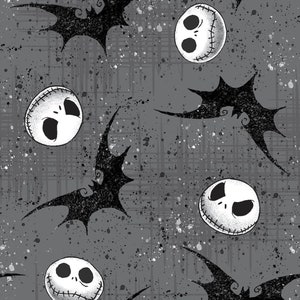 Disney's Nightmare Before Christmas Jack Skellington, Halloweentown, Pumpkin King, Sally, Zero 100% Cotton Fabrics by Springs Creative 72947 JACK WITH BATS